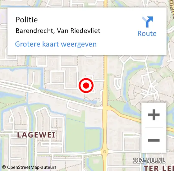 Locatie op kaart van de 112 melding: Politie Barendrecht, Van Riedevliet op 2 januari 2024 19:53