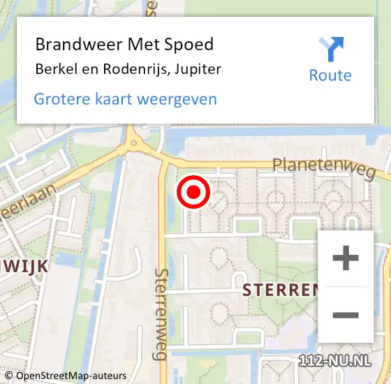 Locatie op kaart van de 112 melding: Brandweer Met Spoed Naar Berkel en Rodenrijs, Jupiter op 2 januari 2024 19:58