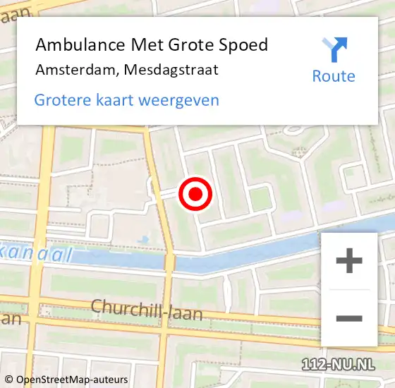 Locatie op kaart van de 112 melding: Ambulance Met Grote Spoed Naar Amsterdam, Mesdagstraat op 2 januari 2024 20:03