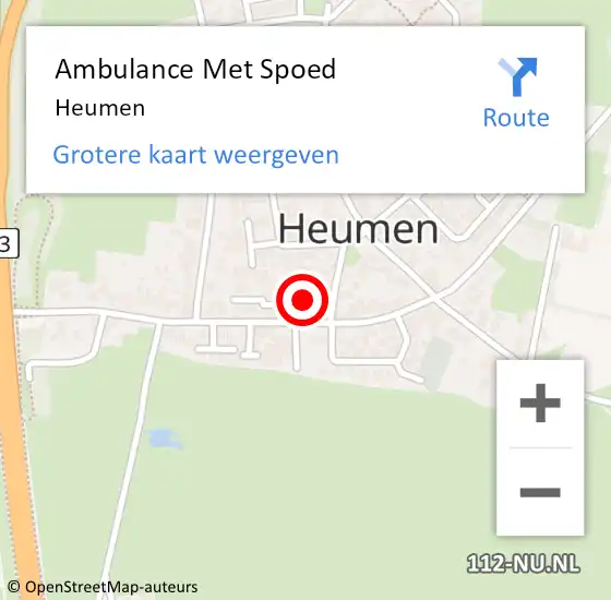 Locatie op kaart van de 112 melding: Ambulance Met Spoed Naar Heumen op 2 januari 2024 20:06