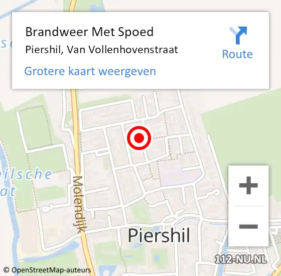 Locatie op kaart van de 112 melding: Brandweer Met Spoed Naar Piershil, Van Vollenhovenstraat op 2 januari 2024 20:23