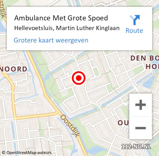 Locatie op kaart van de 112 melding: Ambulance Met Grote Spoed Naar Hellevoetsluis, Martin Luther Kinglaan op 2 januari 2024 20:27