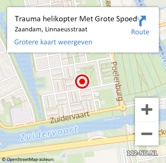 Locatie op kaart van de 112 melding: Trauma helikopter Met Grote Spoed Naar Zaandam, Linnaeusstraat op 2 januari 2024 20:41