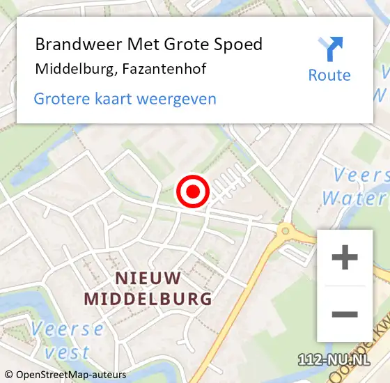 Locatie op kaart van de 112 melding: Brandweer Met Grote Spoed Naar Middelburg, Fazantenhof op 2 januari 2024 20:49