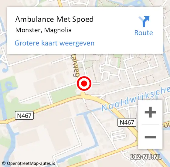 Locatie op kaart van de 112 melding: Ambulance Met Spoed Naar Monster, Magnolia op 2 januari 2024 20:56