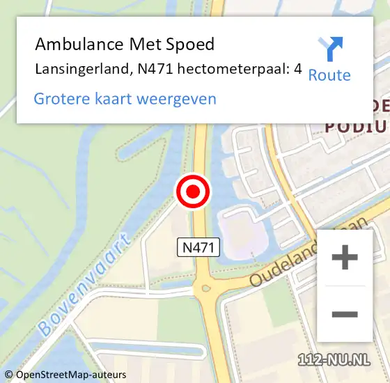 Locatie op kaart van de 112 melding: Ambulance Met Spoed Naar Lansingerland, N471 hectometerpaal: 4 op 2 januari 2024 21:01
