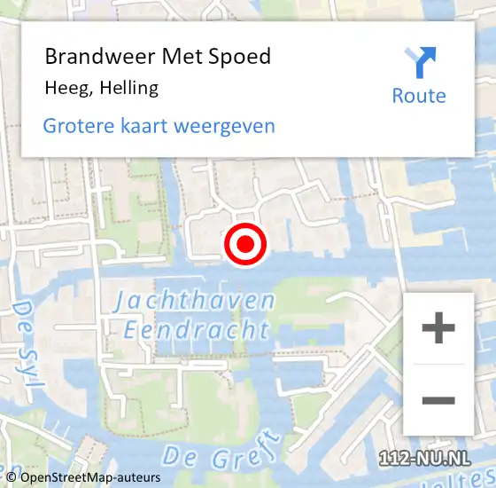 Locatie op kaart van de 112 melding: Brandweer Met Spoed Naar Heeg, Helling op 2 januari 2024 21:12