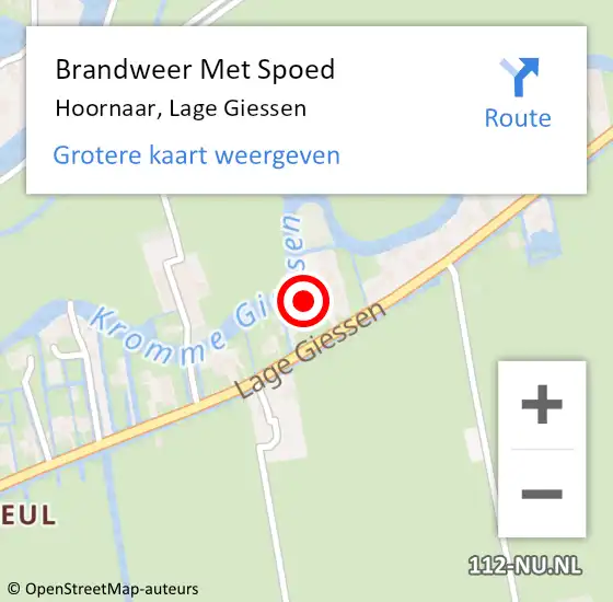 Locatie op kaart van de 112 melding: Brandweer Met Spoed Naar Hoornaar, Lage Giessen op 2 januari 2024 21:15