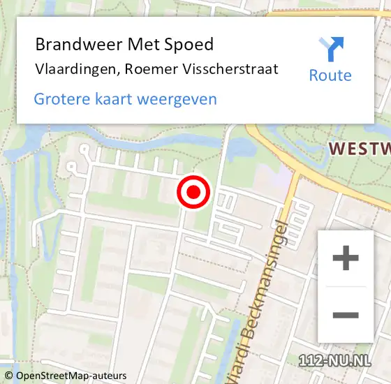 Locatie op kaart van de 112 melding: Brandweer Met Spoed Naar Vlaardingen, Roemer Visscherstraat op 2 januari 2024 21:15
