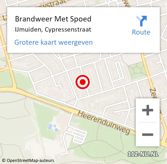 Locatie op kaart van de 112 melding: Brandweer Met Spoed Naar IJmuiden, Cypressenstraat op 2 januari 2024 21:20