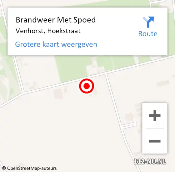 Locatie op kaart van de 112 melding: Brandweer Met Spoed Naar Venhorst, Hoekstraat op 2 januari 2024 21:20