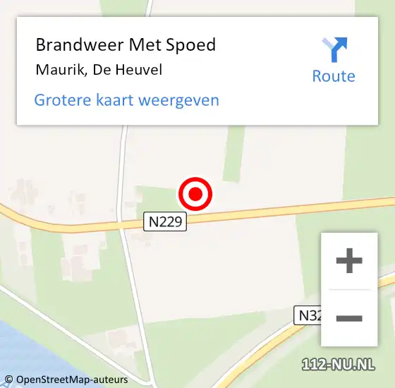 Locatie op kaart van de 112 melding: Brandweer Met Spoed Naar Maurik, De Heuvel op 2 januari 2024 21:24