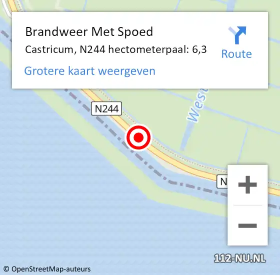 Locatie op kaart van de 112 melding: Brandweer Met Spoed Naar Castricum, N244 hectometerpaal: 6,3 op 2 januari 2024 21:31