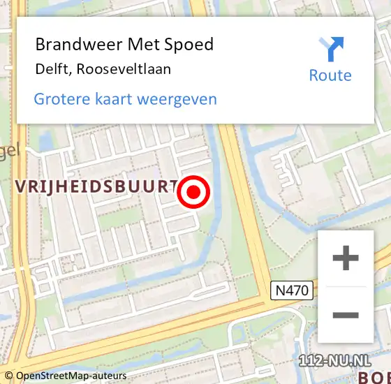 Locatie op kaart van de 112 melding: Brandweer Met Spoed Naar Delft, Rooseveltlaan op 2 januari 2024 21:33