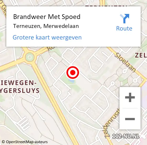 Locatie op kaart van de 112 melding: Brandweer Met Spoed Naar Terneuzen, Merwedelaan op 2 januari 2024 21:35