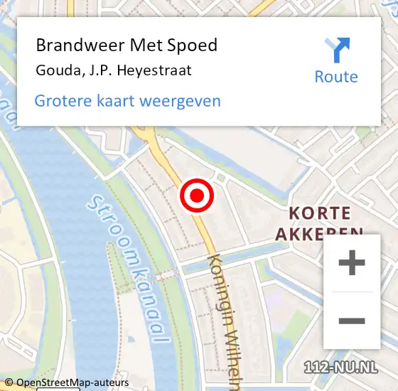 Locatie op kaart van de 112 melding: Brandweer Met Spoed Naar Gouda, J.P. Heyestraat op 2 januari 2024 21:40