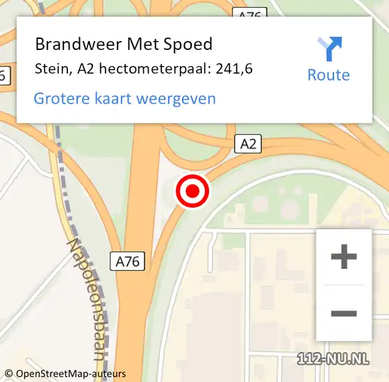 Locatie op kaart van de 112 melding: Brandweer Met Spoed Naar Stein, A2 hectometerpaal: 241,6 op 2 januari 2024 21:41