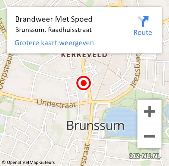 Locatie op kaart van de 112 melding: Brandweer Met Spoed Naar Brunssum, Raadhuisstraat op 2 januari 2024 21:41