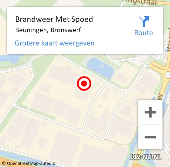 Locatie op kaart van de 112 melding: Brandweer Met Spoed Naar Beuningen, Bronswerf op 2 januari 2024 21:41