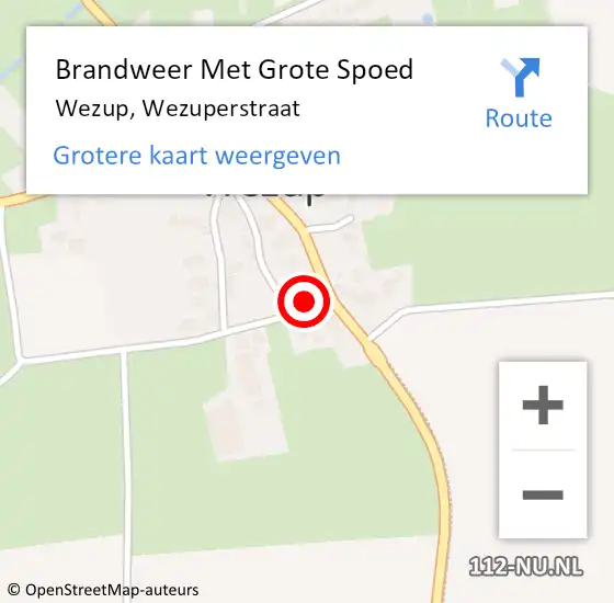 Locatie op kaart van de 112 melding: Brandweer Met Grote Spoed Naar Wezup, Wezuperstraat op 20 september 2014 18:39