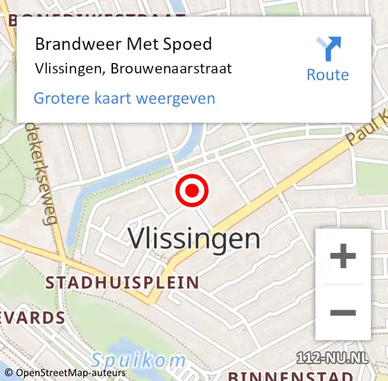 Locatie op kaart van de 112 melding: Brandweer Met Spoed Naar Vlissingen, Brouwenaarstraat op 2 januari 2024 21:42