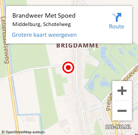 Locatie op kaart van de 112 melding: Brandweer Met Spoed Naar Middelburg, Schotelweg op 2 januari 2024 21:52