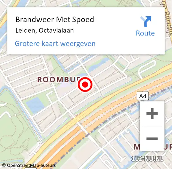 Locatie op kaart van de 112 melding: Brandweer Met Spoed Naar Leiden, Octavialaan op 2 januari 2024 22:08