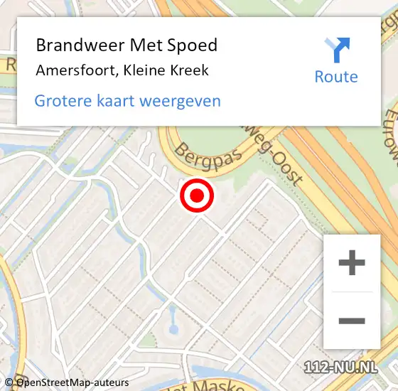 Locatie op kaart van de 112 melding: Brandweer Met Spoed Naar Amersfoort, Kleine Kreek op 2 januari 2024 22:09