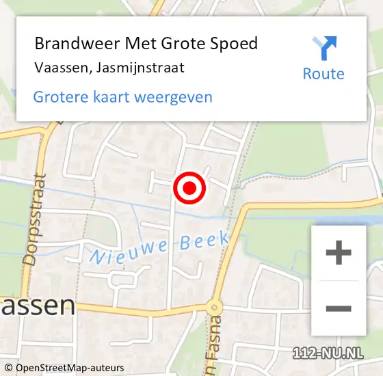 Locatie op kaart van de 112 melding: Brandweer Met Grote Spoed Naar Vaassen, Jasmijnstraat op 2 januari 2024 22:10
