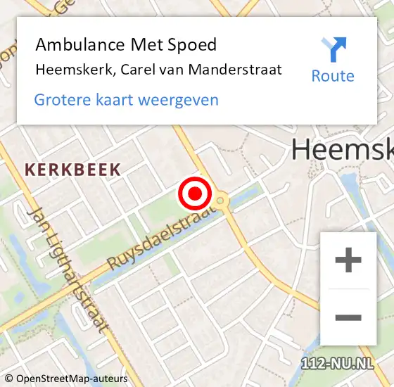 Locatie op kaart van de 112 melding: Ambulance Met Spoed Naar Heemskerk, Carel van Manderstraat op 2 januari 2024 22:13