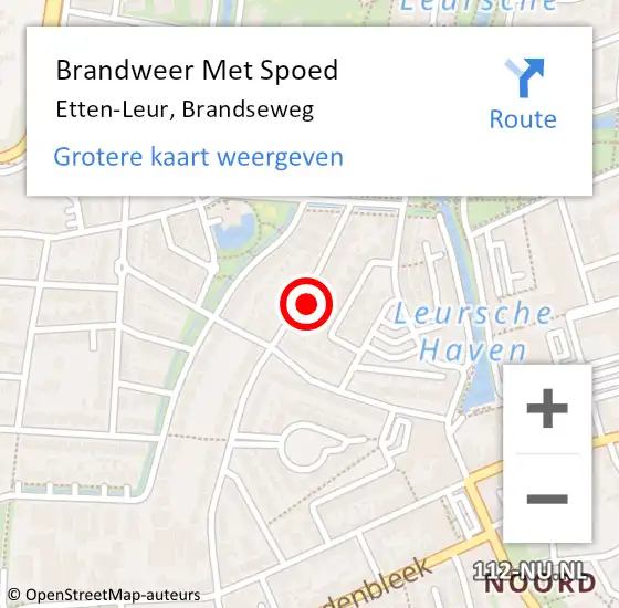 Locatie op kaart van de 112 melding: Brandweer Met Spoed Naar Etten-Leur, Brandseweg op 2 januari 2024 22:17