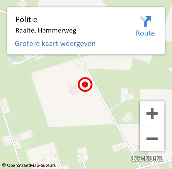 Locatie op kaart van de 112 melding: Politie Raalte, Hammerweg op 2 januari 2024 22:17