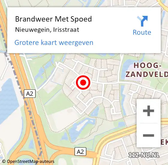 Locatie op kaart van de 112 melding: Brandweer Met Spoed Naar Nieuwegein, Irisstraat op 2 januari 2024 22:21