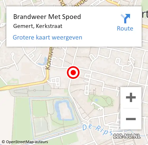 Locatie op kaart van de 112 melding: Brandweer Met Spoed Naar Gemert, Kerkstraat op 2 januari 2024 22:35