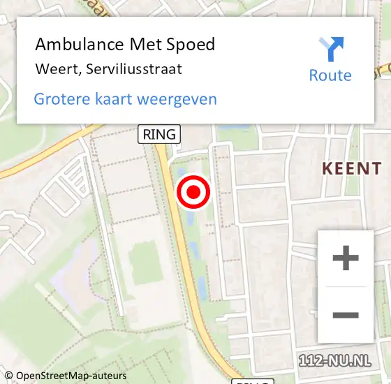 Locatie op kaart van de 112 melding: Ambulance Met Spoed Naar Weert, Serviliusstraat op 2 januari 2024 22:40