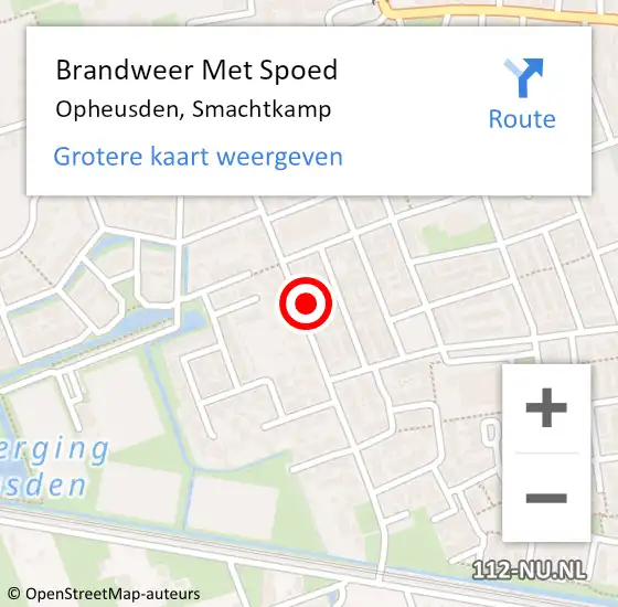 Locatie op kaart van de 112 melding: Brandweer Met Spoed Naar Opheusden, Smachtkamp op 20 september 2014 18:48