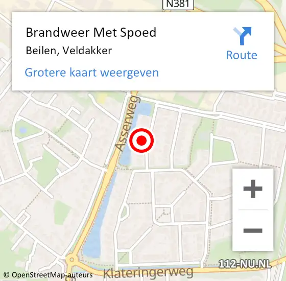 Locatie op kaart van de 112 melding: Brandweer Met Spoed Naar Beilen, Veldakker op 2 januari 2024 22:46