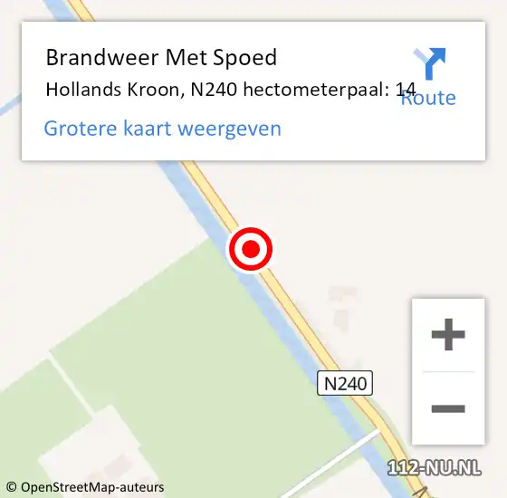 Locatie op kaart van de 112 melding: Brandweer Met Spoed Naar Hollands Kroon, N240 hectometerpaal: 14 op 2 januari 2024 22:56