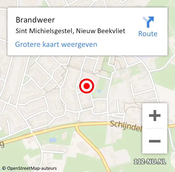 Locatie op kaart van de 112 melding: Brandweer St Michielsgestel, Nieuw Beekvliet op 20 september 2014 18:49