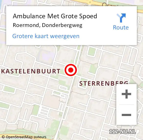 Locatie op kaart van de 112 melding: Ambulance Met Grote Spoed Naar Roermond, Donderbergweg op 2 januari 2024 23:04