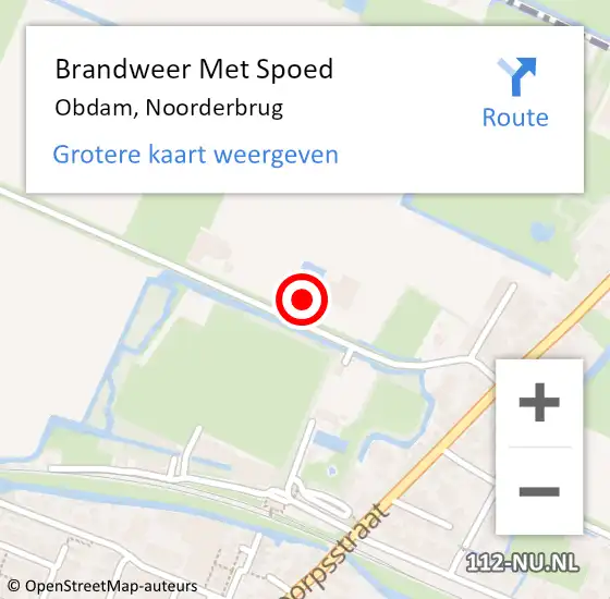 Locatie op kaart van de 112 melding: Brandweer Met Spoed Naar Obdam, Noorderbrug op 2 januari 2024 23:05