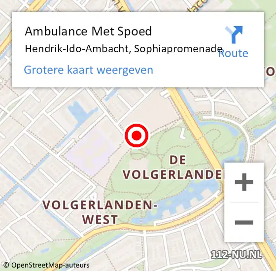 Locatie op kaart van de 112 melding: Ambulance Met Spoed Naar Hendrik-Ido-Ambacht, Sophiapromenade op 2 januari 2024 23:07
