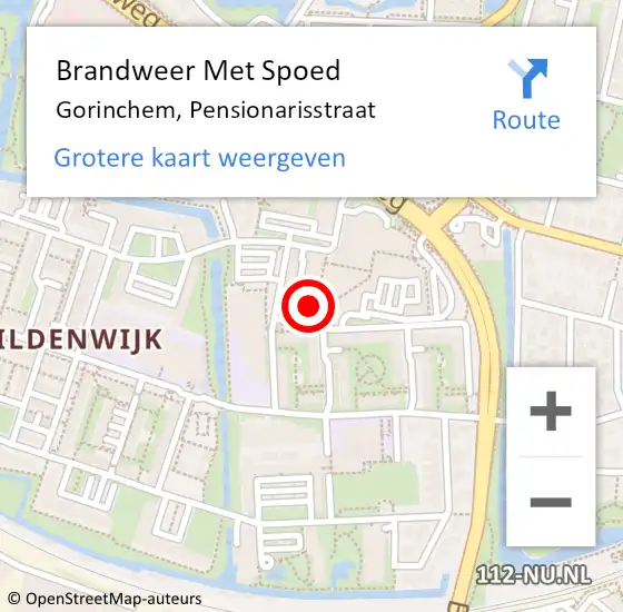 Locatie op kaart van de 112 melding: Brandweer Met Spoed Naar Gorinchem, Pensionarisstraat op 2 januari 2024 23:10