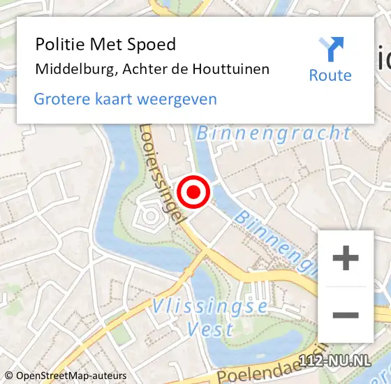 Locatie op kaart van de 112 melding: Politie Met Spoed Naar Middelburg, Achter de Houttuinen op 2 januari 2024 23:41