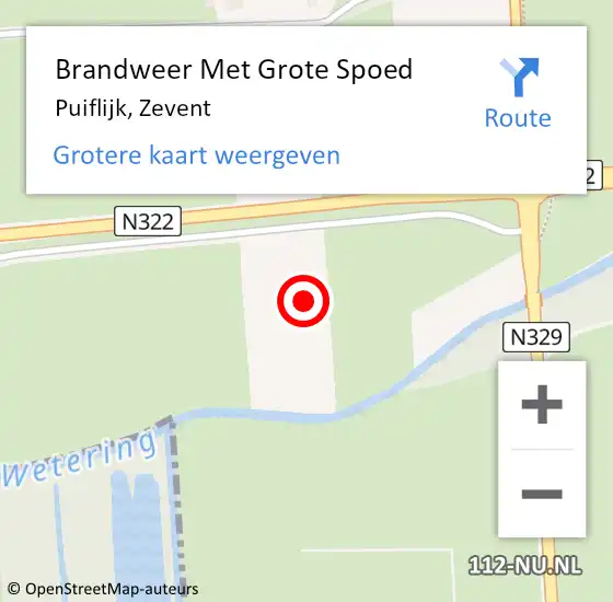 Locatie op kaart van de 112 melding: Brandweer Met Grote Spoed Naar Puiflijk, Zevent op 3 januari 2024 00:08