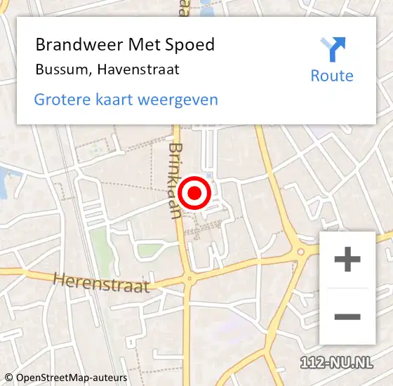 Locatie op kaart van de 112 melding: Brandweer Met Spoed Naar Bussum, Havenstraat op 3 januari 2024 00:33