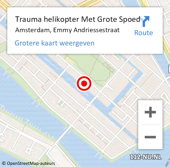 Locatie op kaart van de 112 melding: Trauma helikopter Met Grote Spoed Naar Amsterdam, Emmy Andriessestraat op 3 januari 2024 00:33
