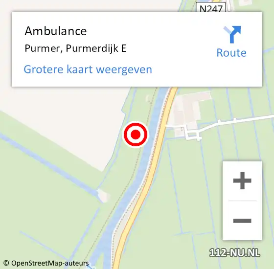 Locatie op kaart van de 112 melding: Ambulance Purmer, Purmerdijk E op 3 januari 2024 00:35