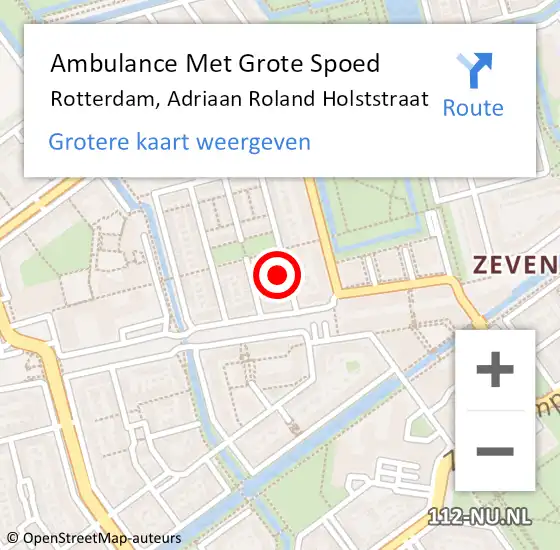 Locatie op kaart van de 112 melding: Ambulance Met Grote Spoed Naar Rotterdam, Adriaan Roland Holststraat op 3 januari 2024 00:36