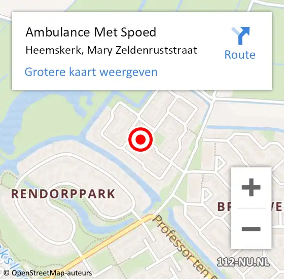 Locatie op kaart van de 112 melding: Ambulance Met Spoed Naar Heemskerk, Mary Zeldenruststraat op 3 januari 2024 00:39